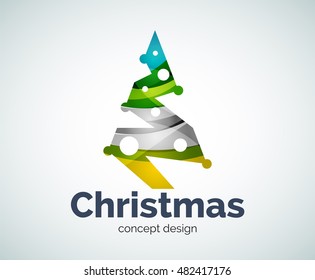 Vector Christmas tree logo template, abstract business icon