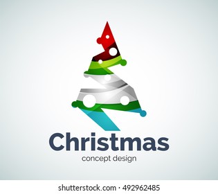 Vector Christmas tree logo template, abstract business icon