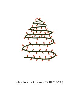Vector Christmas tree made from garland.