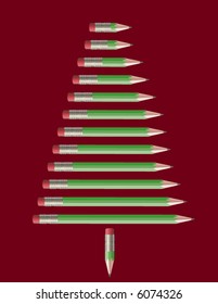 A vector christmas tree made of green pencils