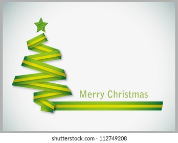 vector christmas tree made from paper stripe - original new year card