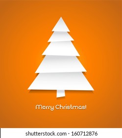 Vector christmas tree made from pieces of white paper