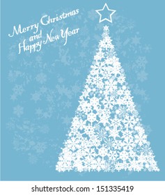 vector Christmas tree made of snowflakes