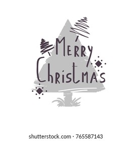 Vector Christmas tree of Merry Christmas lettering