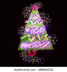 Vector Christmas Tree On Abstract Illustration