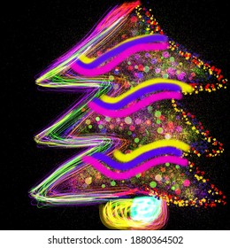 Vector Christmas Tree On Abstract Illustration