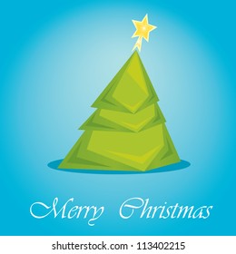 vector christmas tree on blue background. merry christmas illustration.