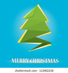 vector christmas tree on blue background. merry christmas illustration.