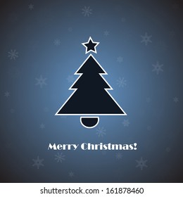 Vector christmas tree on blue background 