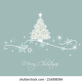 Vector Christmas tree on a blue background