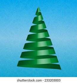 Vector christmas tree on blue ice background