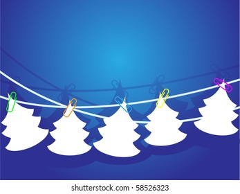 Vector Christmas tree  on a blue background