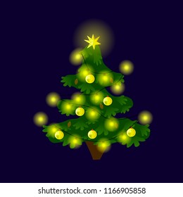 vector Christmas tree on a dark background