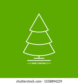 Vector christmas tree on green background. Christmas greeting card.
