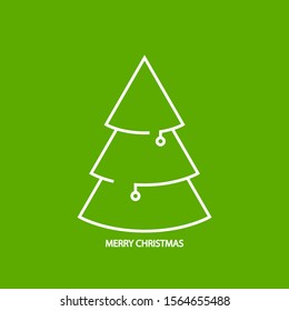 Vector Christmas tree on green background. Christmas greeting card.