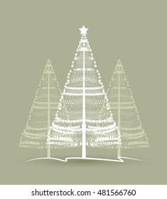 Vector Christmas tree on a green background