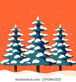 Árbol de Navidad de Vector en la ilustración de invierno
