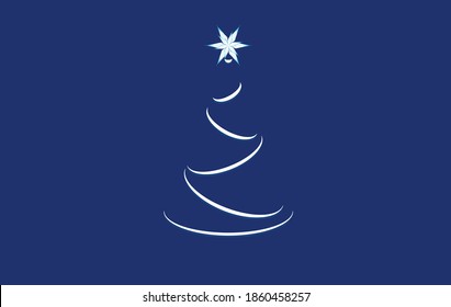Vektor-Weihnachtsbaum. Umriss eines Weihnachtsbaums aus weißen Linien mit einem weißen Stern auf der Oberseite