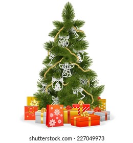 Vector Christmas Tree with Paper Decorations