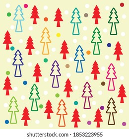 Vector Christmas Tree pattern background flat style Christmas Tree pattern background