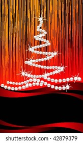 vector Christmas tree with pearls on a colored background