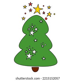 Vector Christmas tree, pines for greeting cards, invitations, banners, web. Winter holiday. Icons collection.