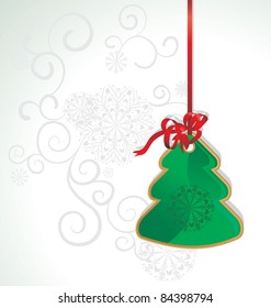 vector christmas tree with red ribbon illustration