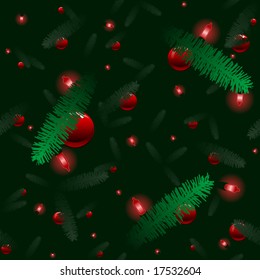 Vector Christmas tree, seamless tile background in red and green