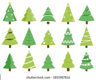Vector Christmas tree set with green colors.To see the other vector Christmas tree illustrations , please check Christmas collection.