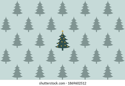 Vektor-Weihnachtsbaumsilhouette, Weihnachtskarte.