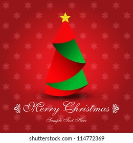 Vector Christmas tree / Simple vector Christmas tree made from origami paper / Origami Christmas tree greeting card