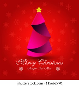 Vector Christmas tree / Simple vector Christmas tree made from origami paper / Origami Christmas tree greeting card