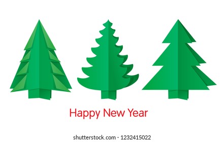 Vector christmas tree. Simple vector christmas tree made from origami paper. Christmas tree. Christmas card