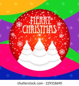 Vector Christmas tree / Simple vector Christmas tree made from origami paper / Origami Christmas tree greeting card 