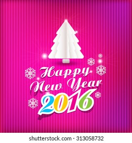 Vector Christmas tree / Simple vector Christmas tree made from origami paper / Origami Christmas tree greeting card / Happy New Year 2016 with Modern Abstract Christmas Tree
