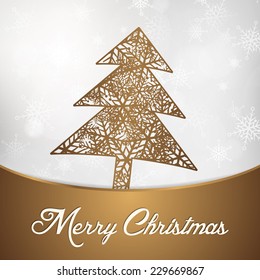 Vector christmas tree with snowflake background greeting card