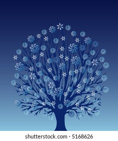 vector christmas tree with snowflakes