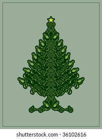 Vector Christmas tree, Star celebration background