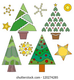 Vector Christmas Tree and Star Collection