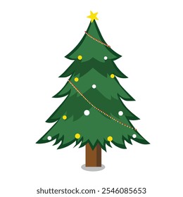 vector christmas tree with stars and lights