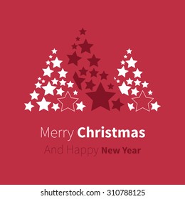 vector christmas tree from the stars / Christmas Trees from the stars on red background