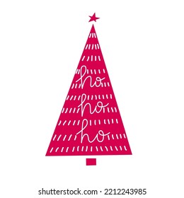 Vector christmas tree with text "ho ho ho". Christmas poster