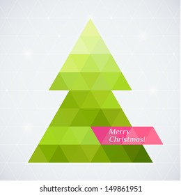 Vector christmas tree triangle lights background card design template