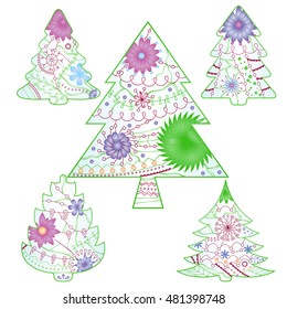 Vector christmas trees gradient