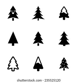 Vector Christmas trees icons set on white background