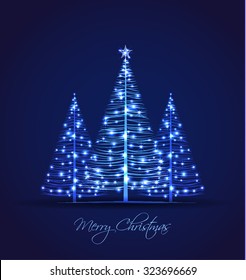 Vector Christmas trees on a blue background
