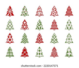 Vector Christmas trees ornaments set 
