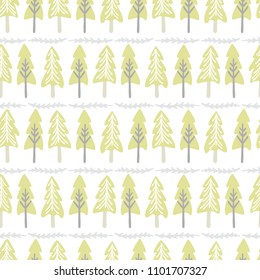 Vector, Christmas Trees Pastel Green , Repeating Seamless Pattern, Scandinavian Style Forest lllustration for Seasonal Fabric, Scrapbooking, Fashion Prints, Gift Wrapping Paper & Pretty Web Stationery