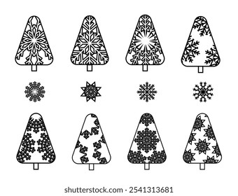 vector Christmas trees, a set of vector paints for wallpaper 