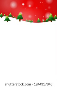 Vector : Christmas trees with snow on red background